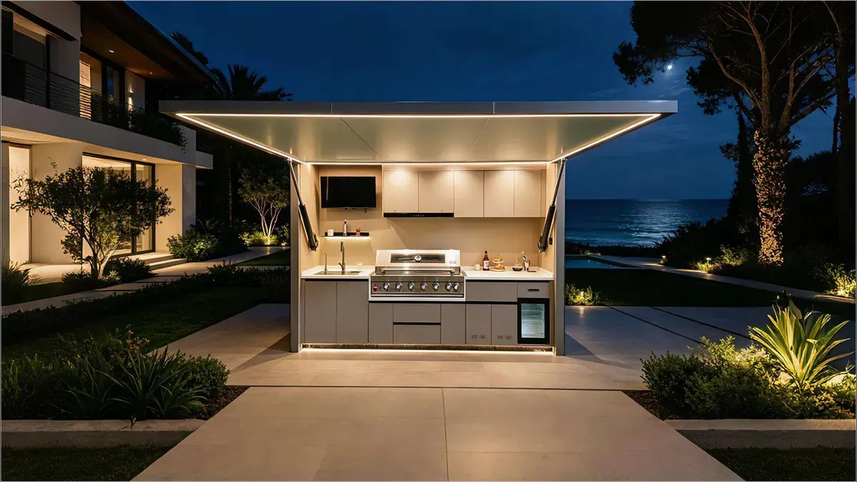 Cuisine d’extérieur BRAISIÈRE ouverte face à la mer
