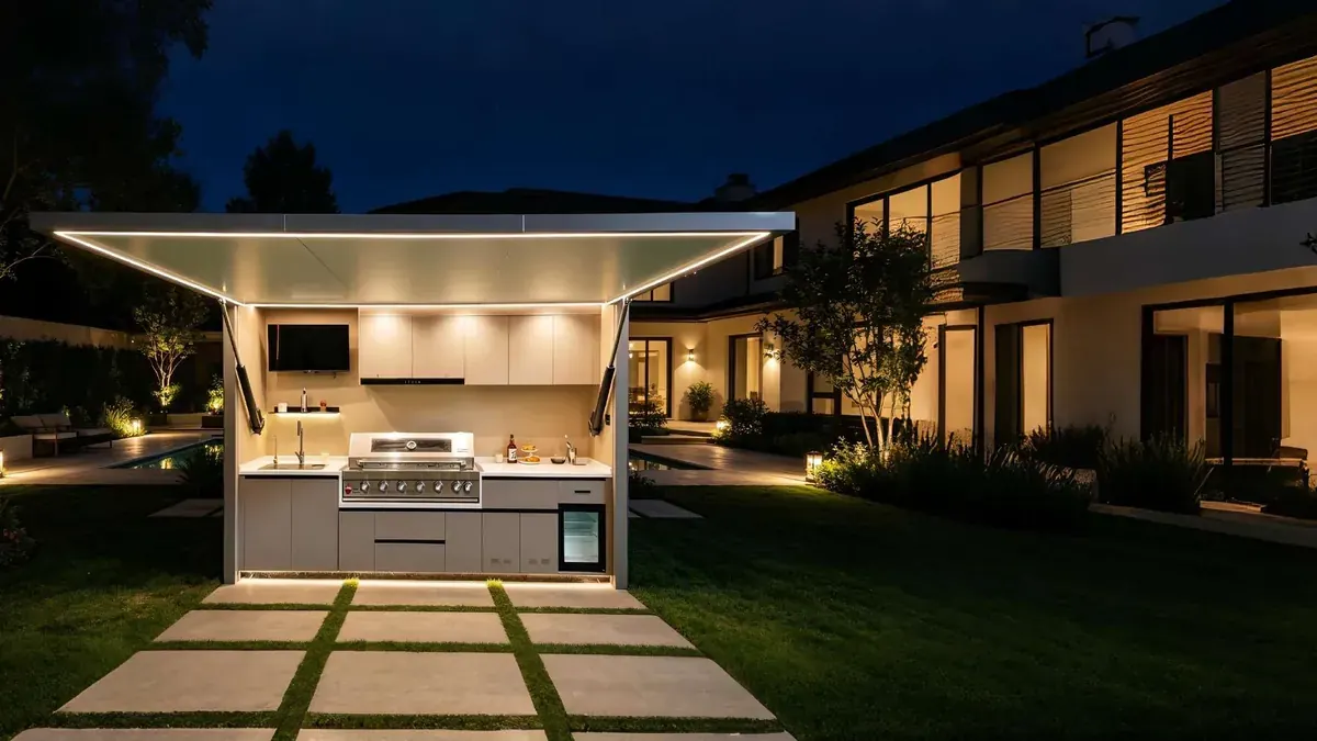 Cuisine d’extérieur BRAISIÈRE Ultra installée dans un jardin
