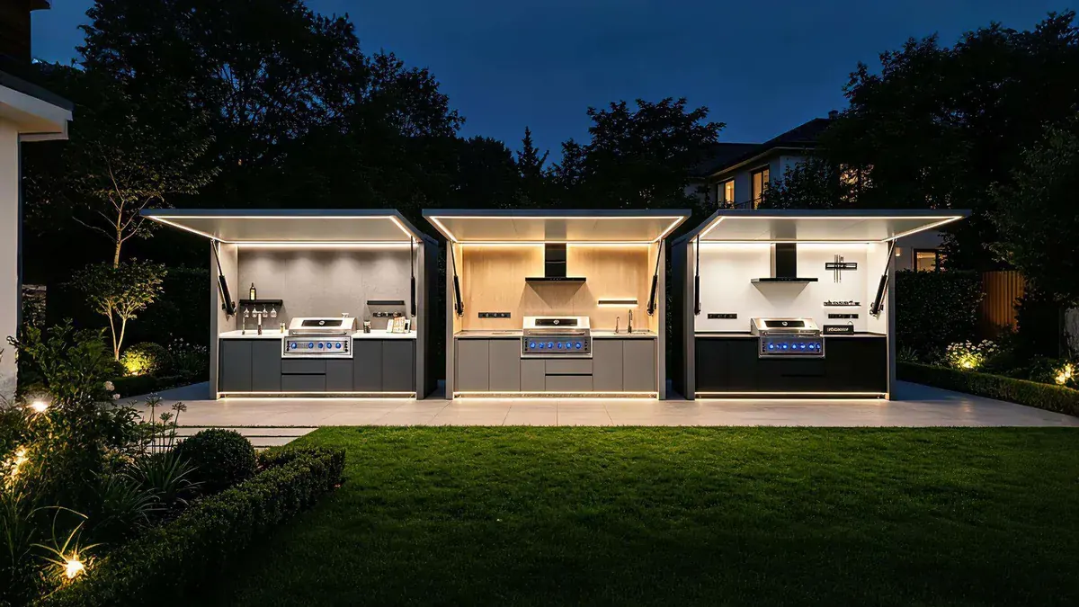 Trois configurations de cuisine d’extérieur BRAISIÈRE côte à côte