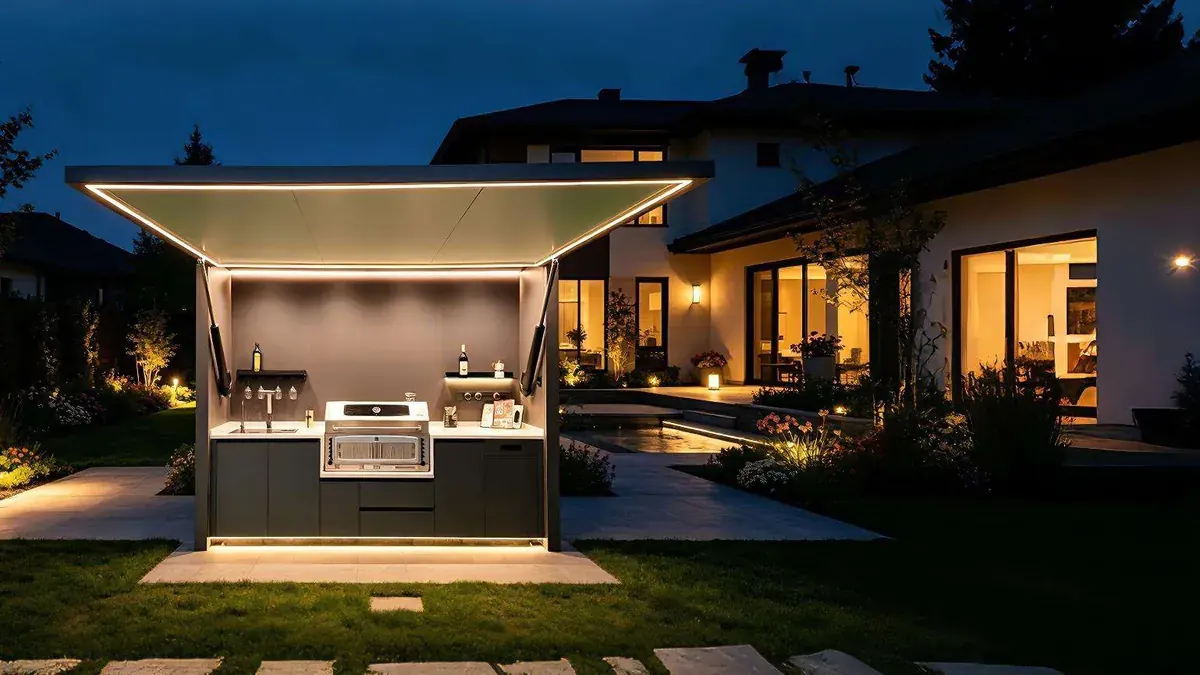 Cuisine d’extérieur BRAISIÈRE Standard au crépuscule